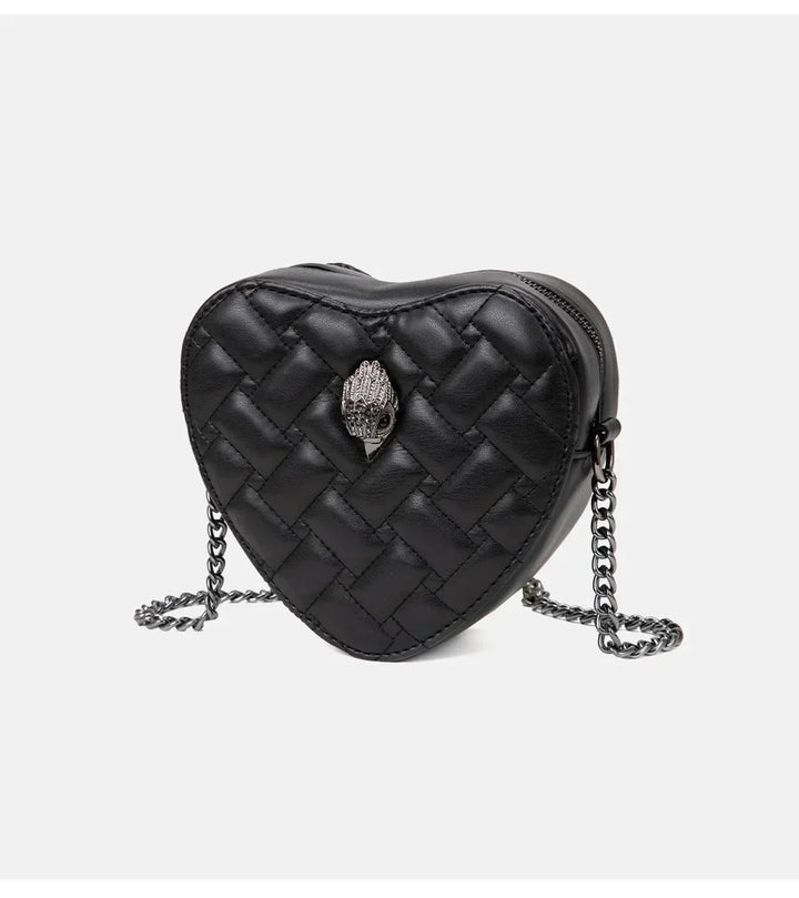 2024 Women's Heart-Shaped Herringbone Crossbody Bag with Eagle and Bird Head Shoulder Bag Chain Purse