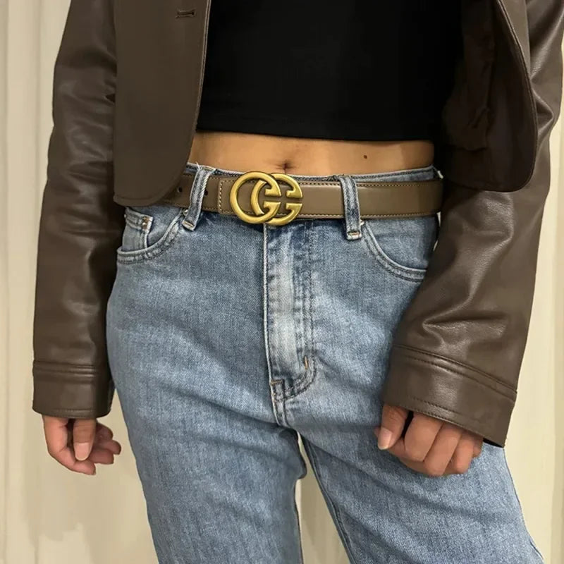 Fashion GG cowhide real leather belt for women luxury desiner Unisex men's belt elegant girdle belt female jeans waistband