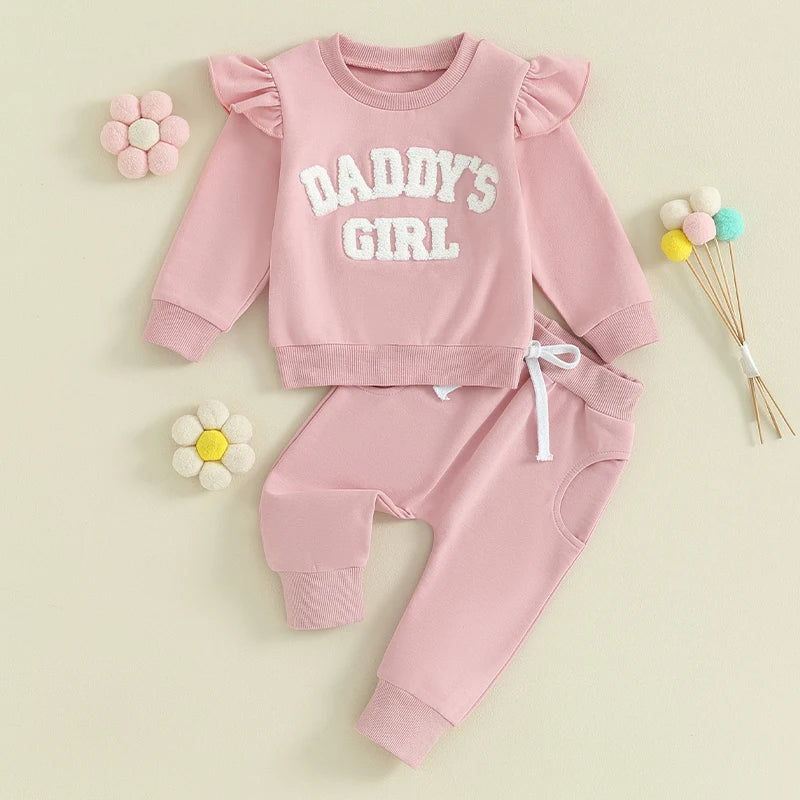 2023-09-27 Lioraitiin 0-3Y Baby Girl Clothes Daddys Girl Long Sleeve Crewneck Sweatshirt Top Casual Pants Fall Winter Outfits