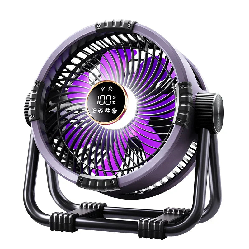Camping Fan 20000mAh Rechargeable Portable Camping Circulator Fan Wireless Tent Ceiling Fan with LED Light and Remote Control
