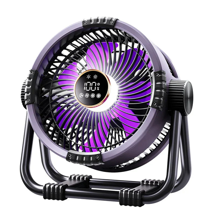 Camping Fan 20000mAh Rechargeable Portable Camping Circulator Fan Wireless Tent Ceiling Fan with LED Light and Remote Control