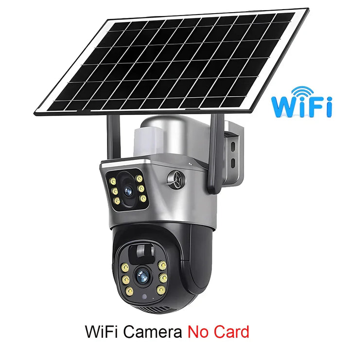 4G Sim Card Solar Camera Dual Lens Outdoor 8MP 4K Low Power Battery IP Camera PIR Night Vision V380 Pro CCTV Security Protection