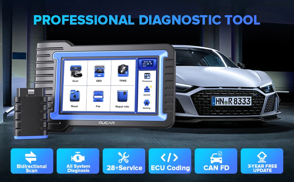 MUCAR VO7S CANFD Professional Scan Tool Bi-Directional Control ECU Coding Auto Car Diagnostic Tool Full System OBD2 Scanner