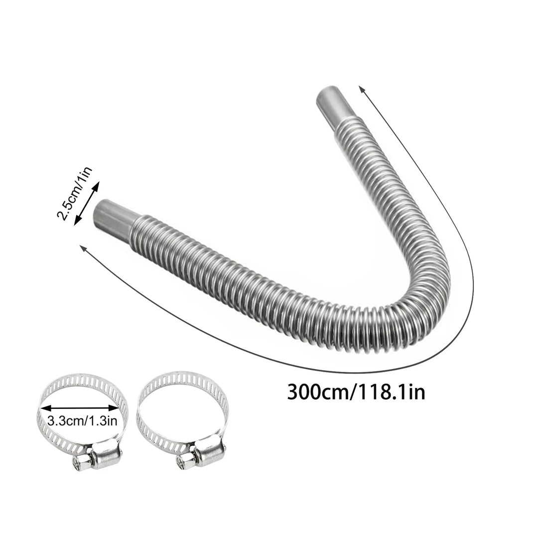 100cm/150cm/200cm/250cm/300cm 25mm Exhaust Pipe With Clamps Stainless Steel Exhaust Hose For Car Diesel Parking Heater