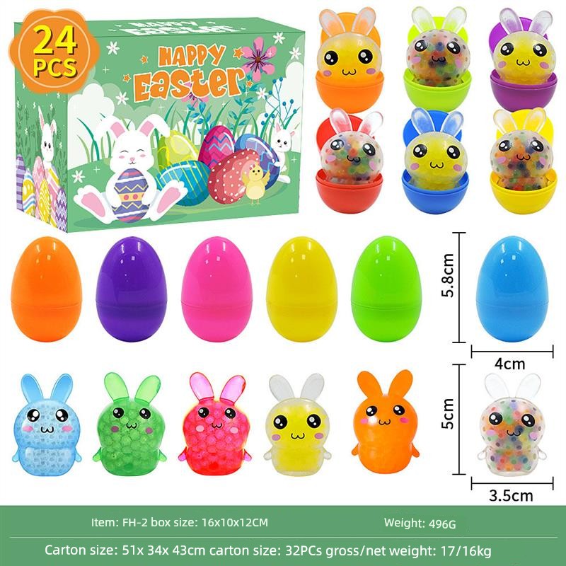 Children's Day Easter Egg Kids Building Blocks Blind Box Cartoon Rabbit Decompression Color Film Puzzle Egg Engineering Car Toys