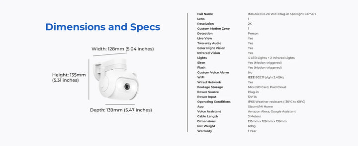 IMILAB EC5 -Smart Security System Kit, Outdoor Video Surveillance, Wireless App Control, Floodlight Camera, Wi-Fi, 2K