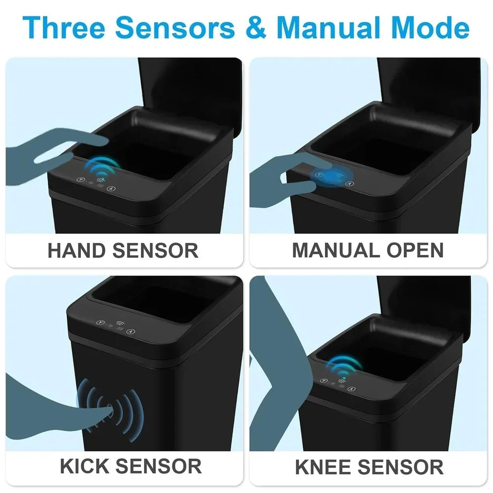 2 Pack Touchless Trash Can Automatic Motion Sensor Bin Smart Sensor Technology 11L Capacity Hygienic Convenient Kitchen Bathroom