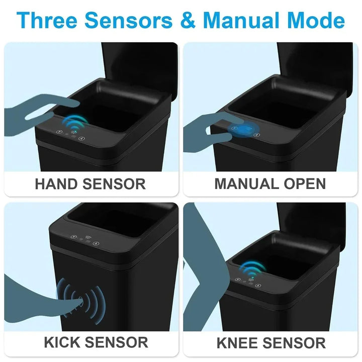 2 Pack Touchless Trash Can Automatic Motion Sensor Bin Smart Sensor Technology 11L Capacity Hygienic Convenient Kitchen Bathroom
