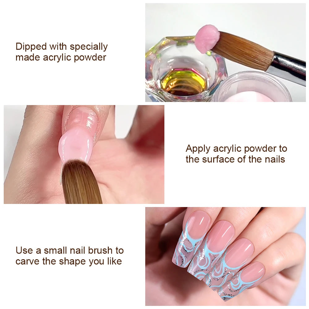 KADS Acrylic Nail Brush Crimped Kolinsky Sable UV Nail Art Gel Extension Brush Manicure Brush Flat Round Red Wood Nail Brush