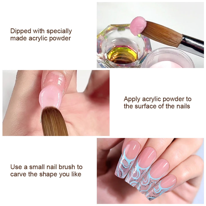 KADS Acrylic Nail Brush Crimped Kolinsky Sable UV Nail Art Gel Extension Brush Manicure Brush Flat Round Red Wood Nail Brush