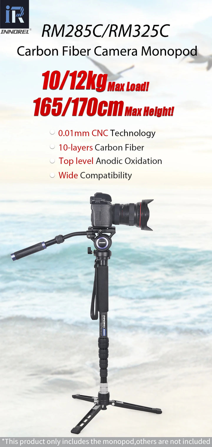RM285C/RM325C Professional Carbon Fiber Monopod for Canon Nikon Sony DSLR Camera Video Camcorder 5-Section Photography Bracket