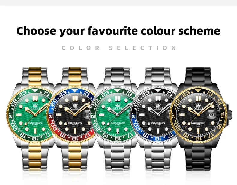 OLEVS Original Brand High Fashion Men's watch WaterproofCalendar Quartz Watch for Male Luminous Stainless Steel Authentic Watch