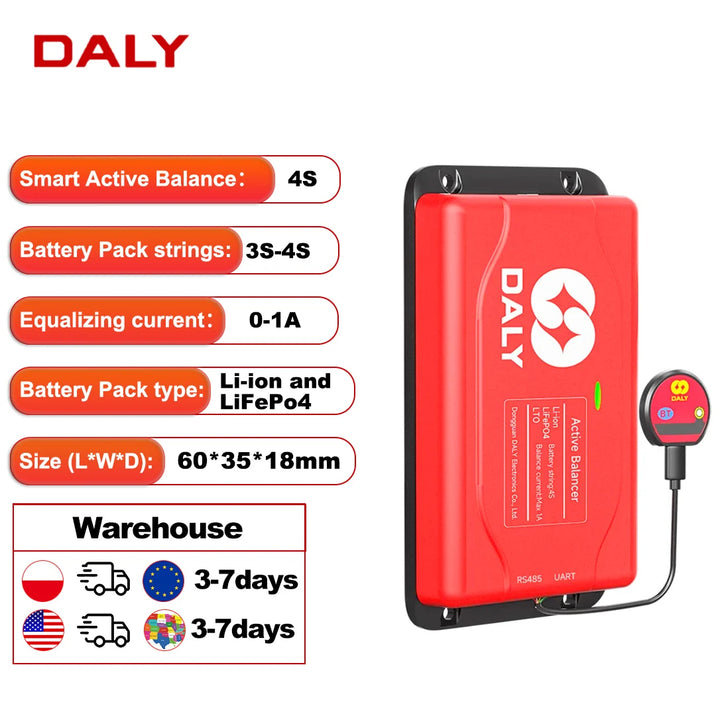 DALY Smart BMS Active Equalizer Bluetooth Balancer Equalizer 1A 4S 12V 8S 24V 16S 48V Lithium LiFePO4 Battery Ship form EU US