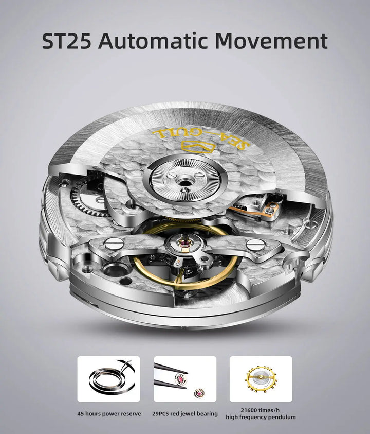 SEAGULL Luxury Watch Business Waterproof Male Clock Date Stainless Steel Mechanical Watch Men Watch reloj hombre 2023 D819.622