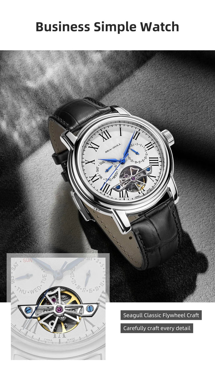 SEAGULL Luxury Watch Business Waterproof Male Clock Date Stainless Steel Mechanical Watch Men Watch reloj hombre 2023 D819.622