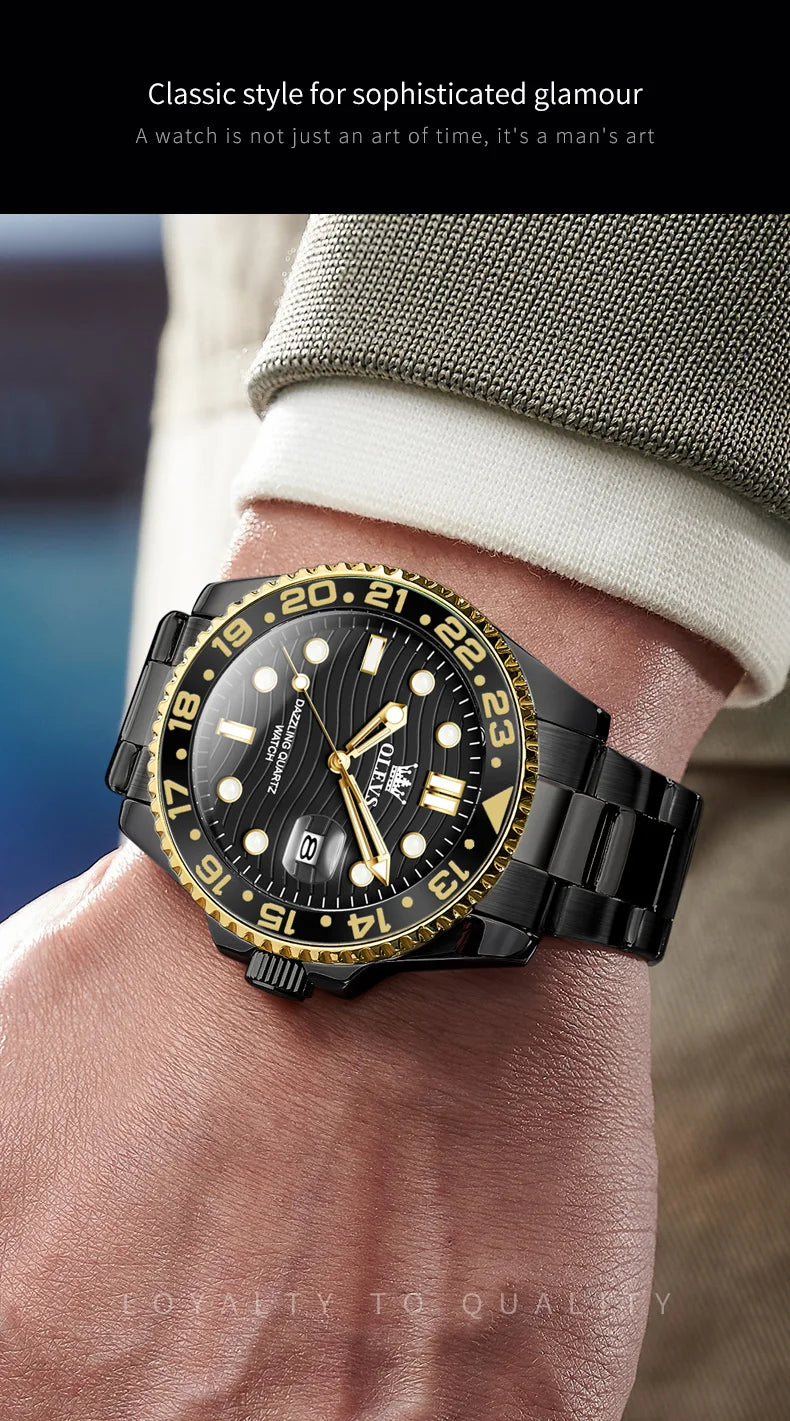OLEVS Original Brand High Fashion Men's watch WaterproofCalendar Quartz Watch for Male Luminous Stainless Steel Authentic Watch