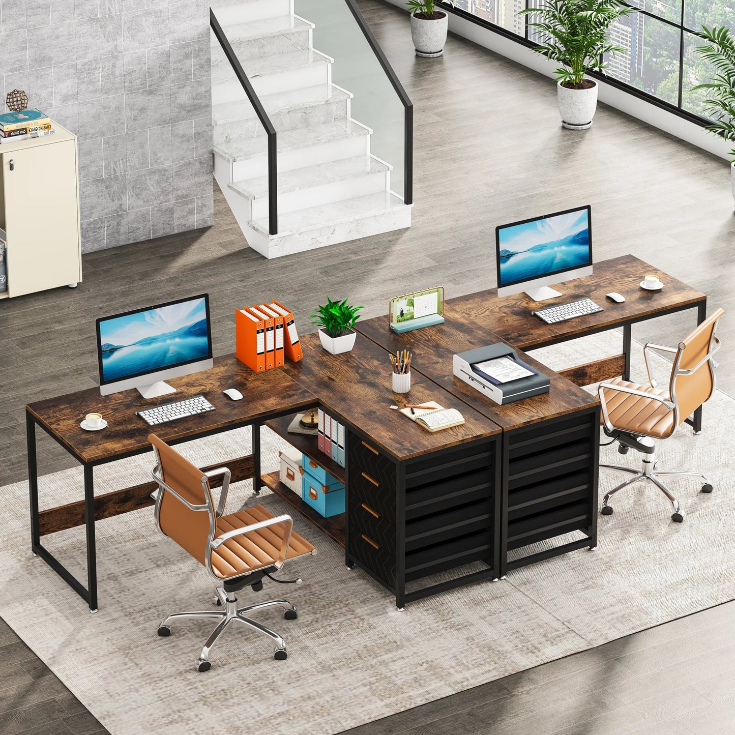 Tribesigns 59" L-Shaped Desk with Storage