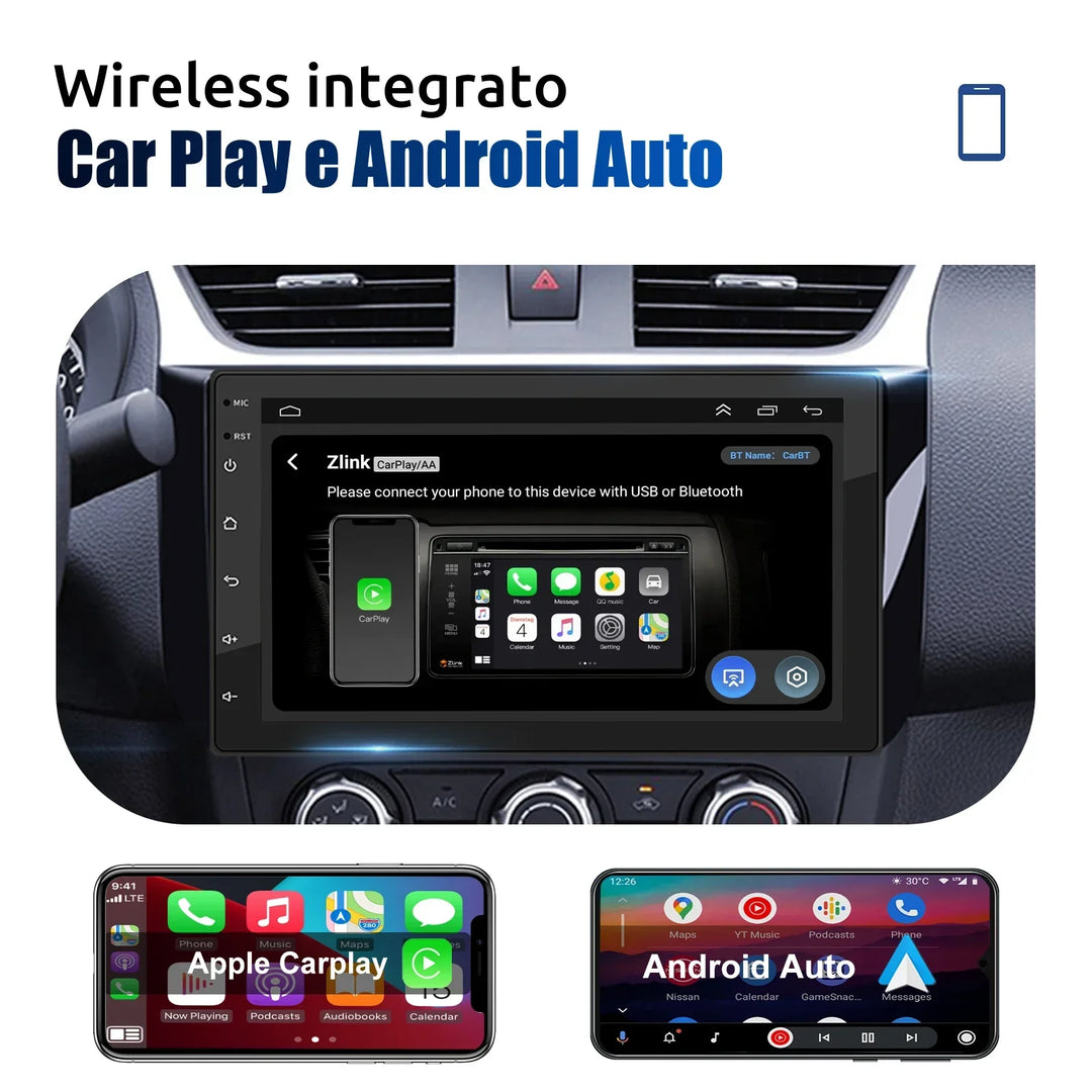 ESSGOO Car Stereo Radio Wireless CarPlay Android Auto 2 DIN 7" Car Stereo HD FM-Radio GPS Touch Screen Head Unit 4+64G DAB+AHD