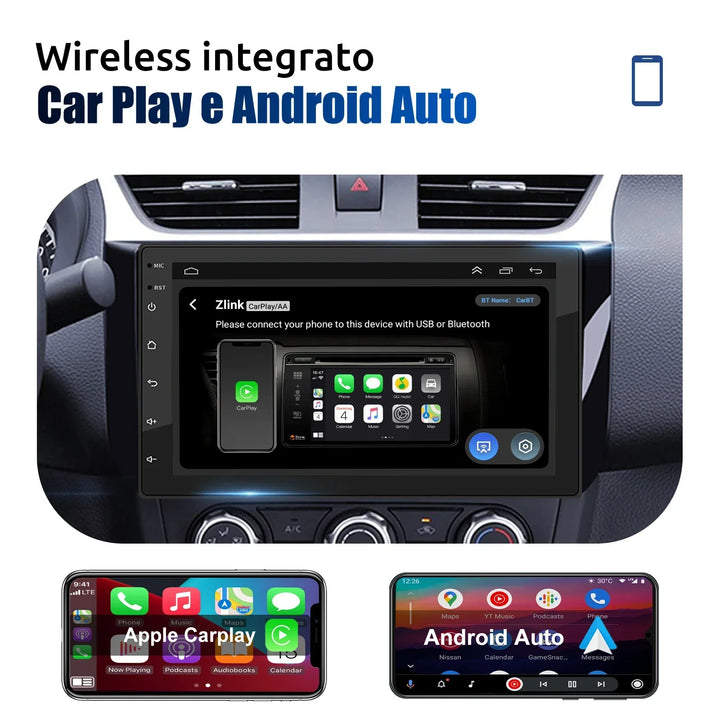 ESSGOO Car Stereo Radio Wireless CarPlay Android Auto 2 DIN 7" Car Stereo HD FM-Radio GPS Touch Screen Head Unit 4+64G DAB+AHD