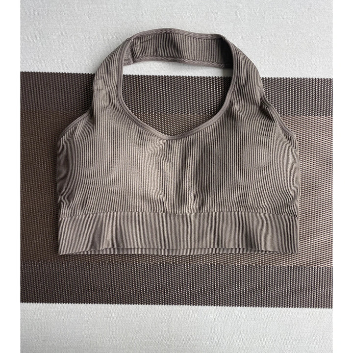 New Limitless Ribbed Seamless Halter Bra Spandex  Woman Fitness Elastic Breathable Breast Enhancement Leisure Sports Underwear