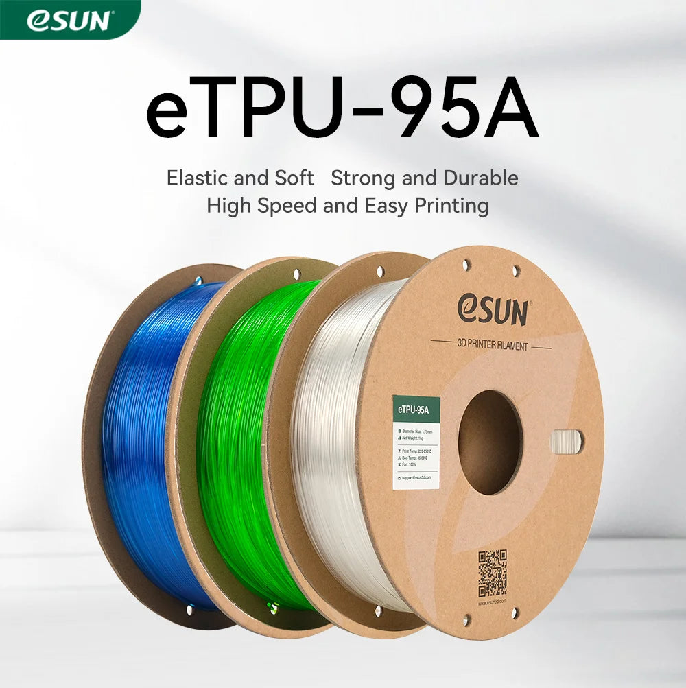 eSUN Flexible TPU Filament 1.75mm,TPU 95A 3D Printer Filament 1KG 2.2 LBS Spool 3D Printing Material TPU 95A  For 3D Printers