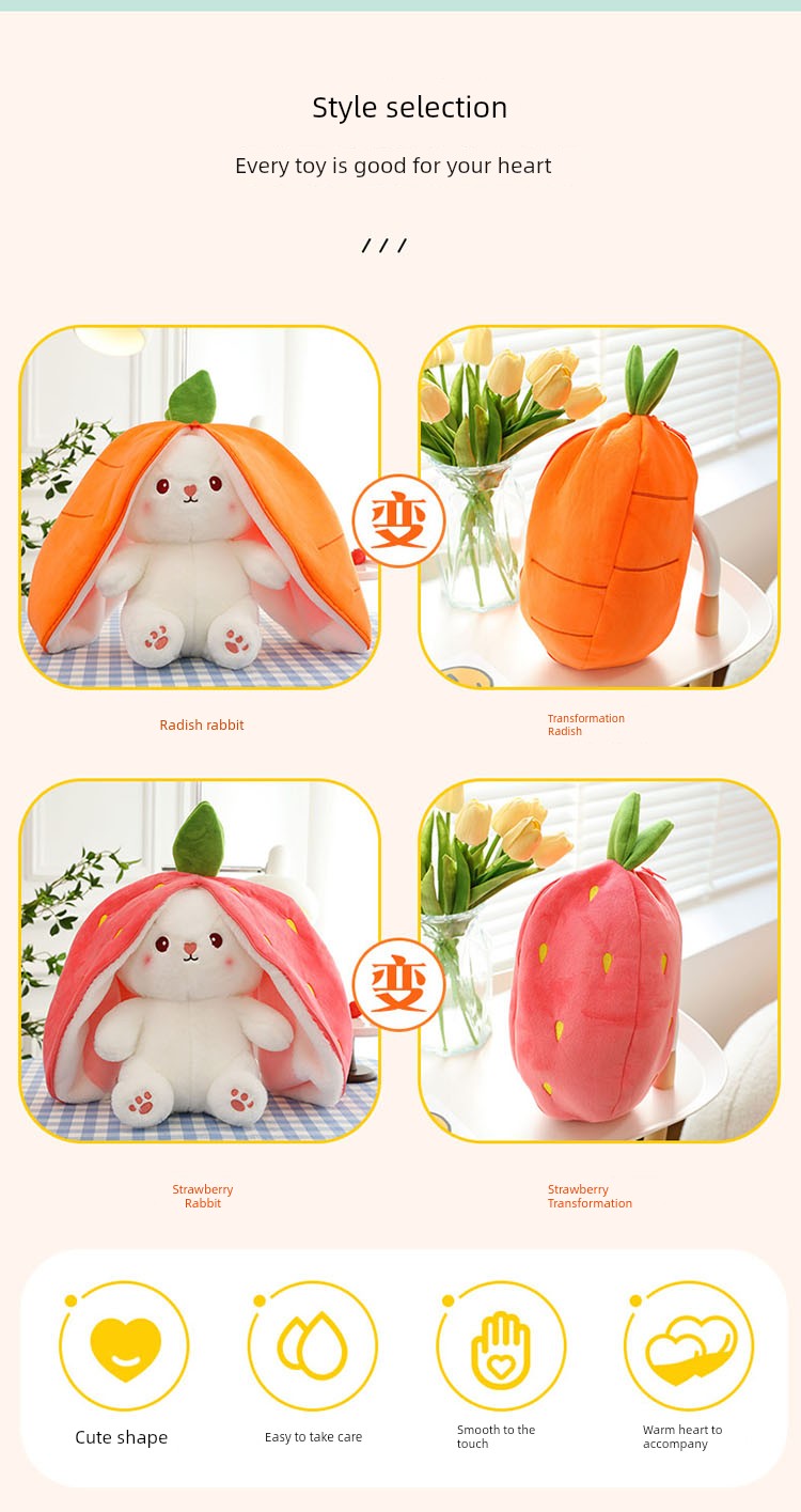 Internet Celebrity Transformed Fruit Plush Toys Strawberry Rabbit
