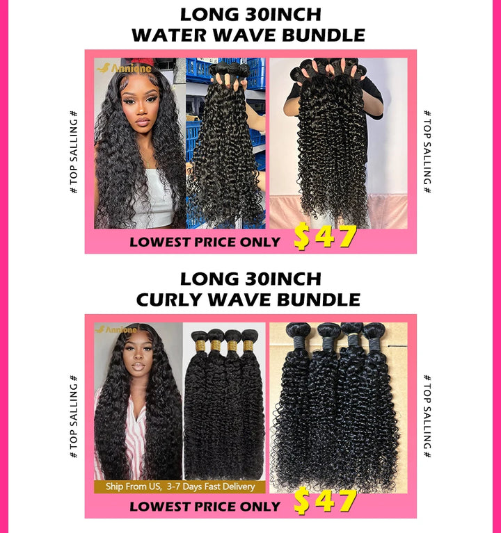Curly Wave Bundles 26 inch Bundles Brazilian Hair Bundles Natural Black Color 1B 100% Human Hair Bundles Remy Hair Extensions