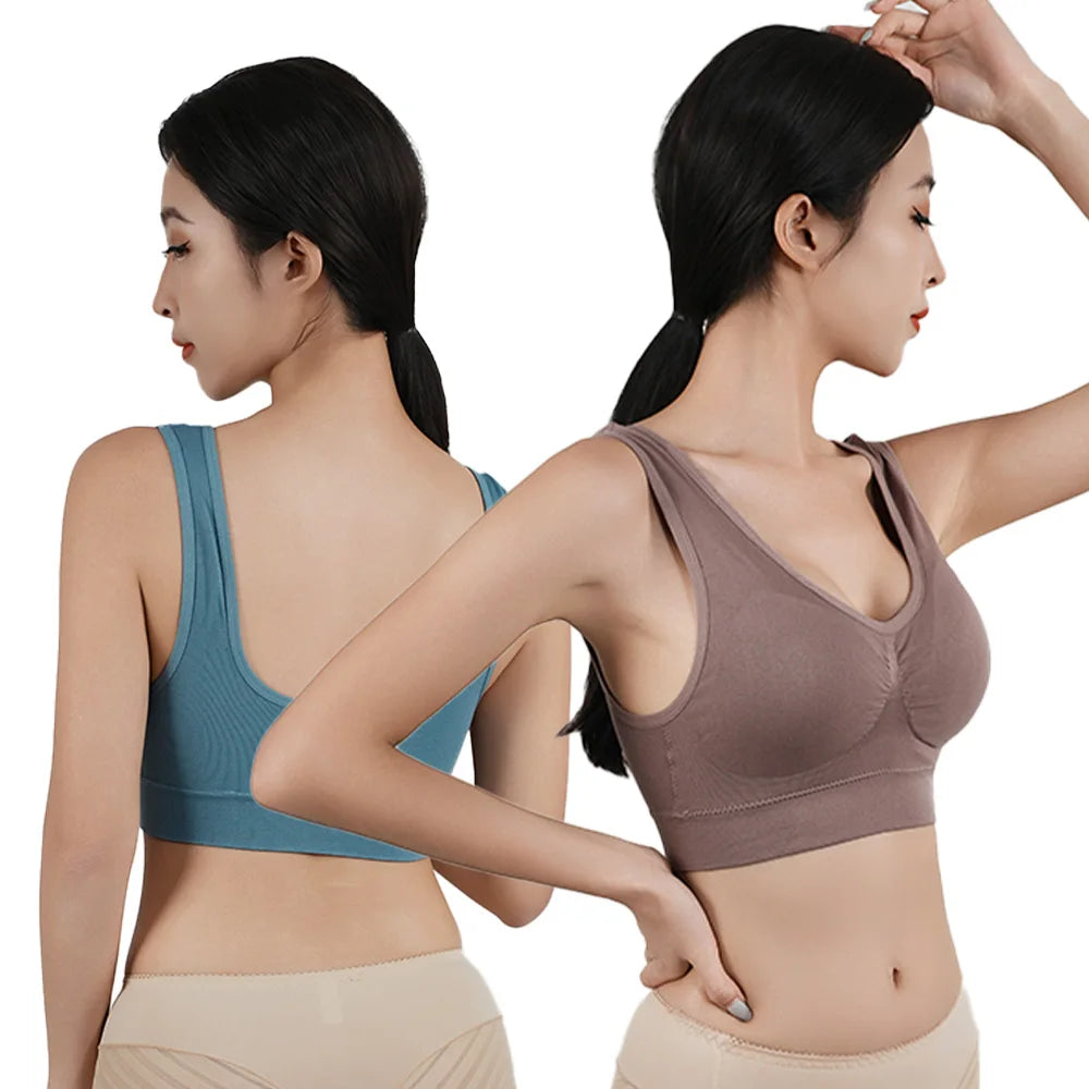 Women Breathable Sports Bra Absorb Sweat Shockproof Padded Gym Running Fitness Double Layer Seamless Yoga Sports Bras Underwear