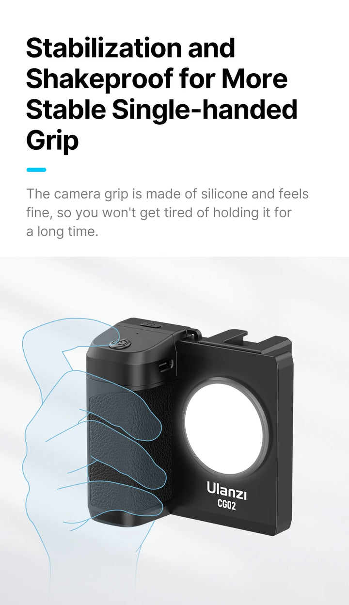 Ulanzi CG02 Smartphone Selfie Grip Wireless Bluetooth Handle with 5500k Fill Light Phone As Camera Photo Stabilizer