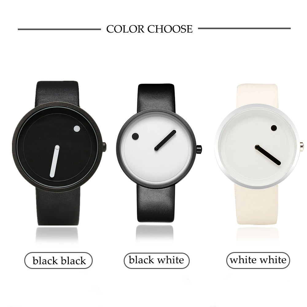 Geekthink Top Brand Creative Quartz Watch for Men Women Luxury Casual Leather Strap Quartz-Watch Simple Designer Fashion Clock