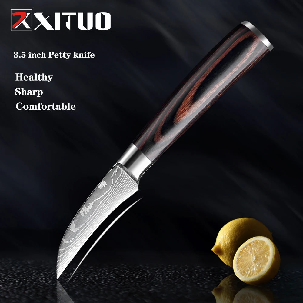 XITUO Professional Damascus Laser Pattern Chef Knife High-Quality Kitchen Knife, Sharp Slicing Cleaver, Boning & Utility Knife