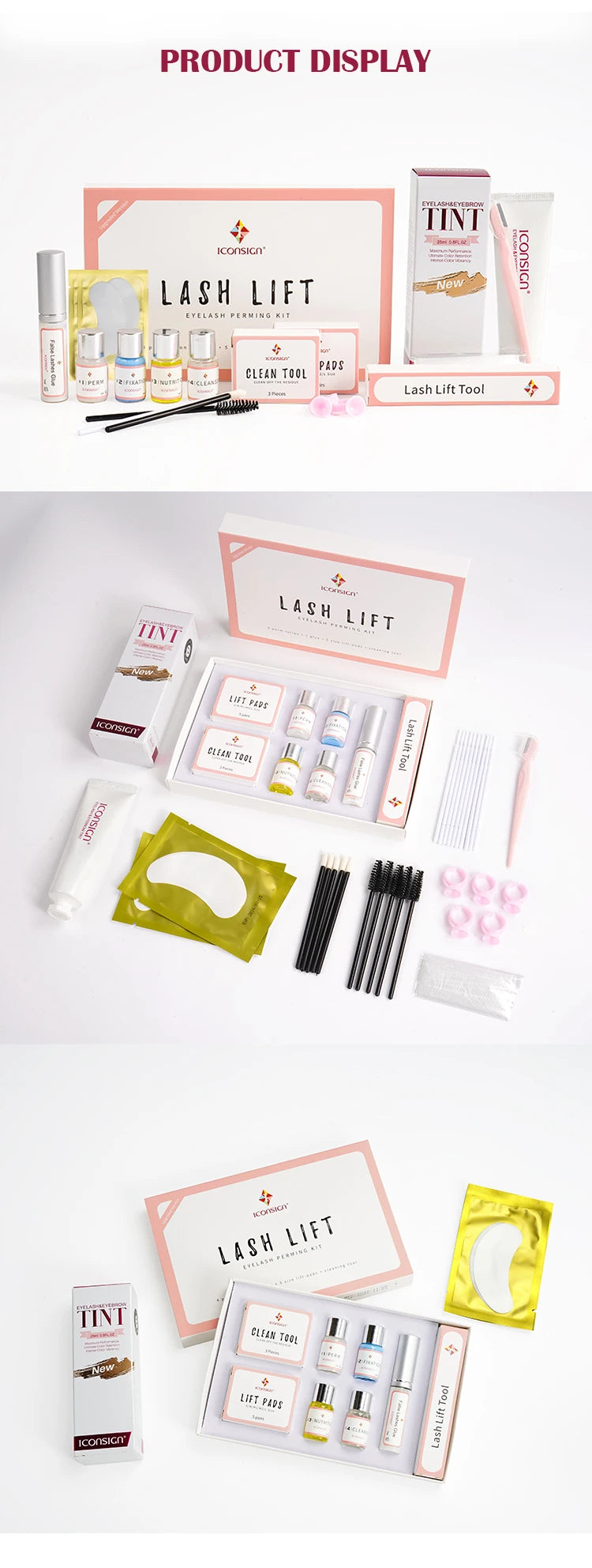 ICONSIGN Upgrade Version Lash Lift Kit and New Eyelash Eyebrow Tint Kit Eyelash Lifting Dye Eyelash Brow Beard Eye Makeup Tools