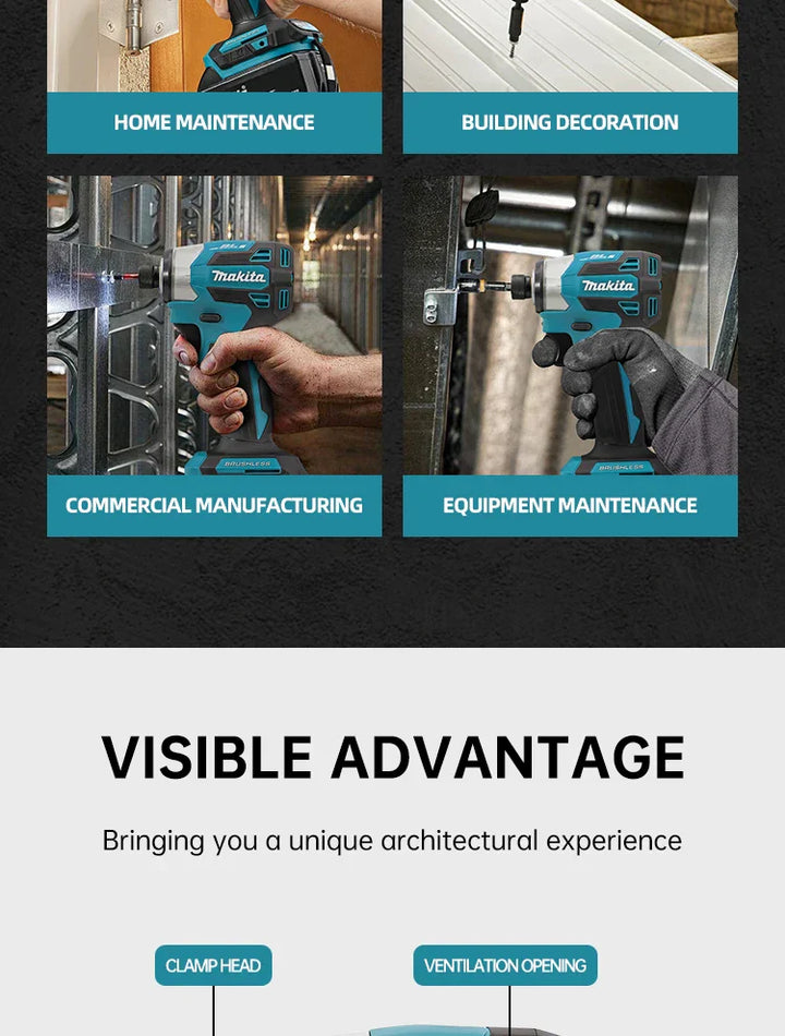 Makita Brushless Impact Driver DTD173 18V Lithium Cordless Electric Drill Power Tool Multifunction Household Tool（No Battery）