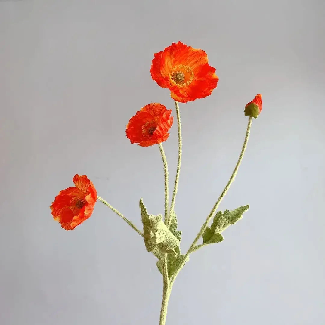 Artificial Silk Poppy Flowers Bouquet