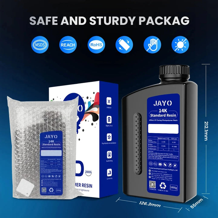 JAYO 3D Printer Resin14K Standard 1KG 405nm Liquid Rapid UV Curing For LCD Photopolymer Resin 3D Printing Material Fast delivery