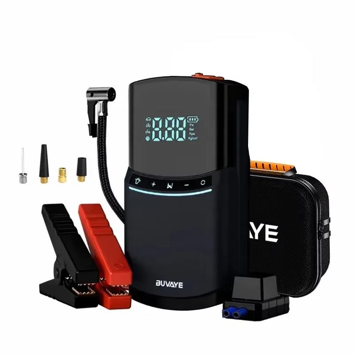 BUVAYE Car Jump Starter Air Pump 150PSI 2000A Jump Starter car battery starter Power Bank 150PSI Tire Compressor Powerbank