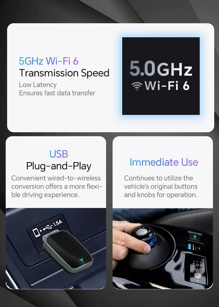 2025 NEW 2 In 1 Wireless Carplay AI Box Android Auto Plug And Play Applicable To Convert Original Car Wired Carplay To Wireless