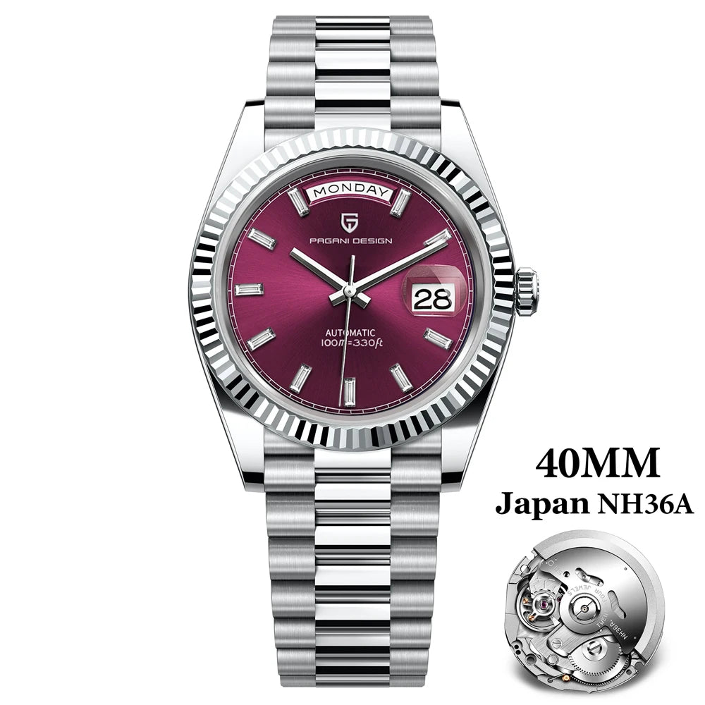 2024 New PAGANI DESIGN Rose Gold DD40 Luxury Automatic Watch Men Mechanical Wrist Watches Men Japan NH36A AR Sapphire crystal