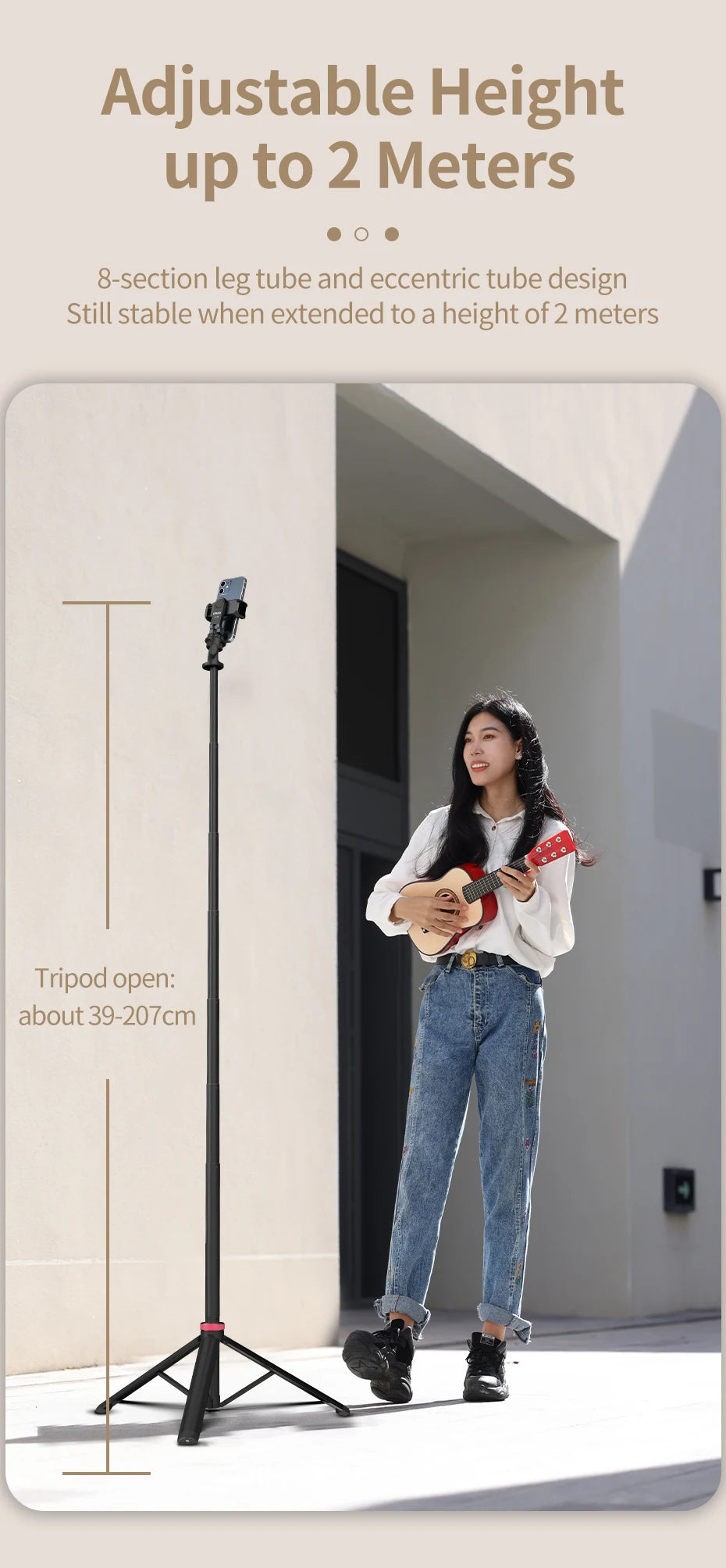Ulanzi MT-79 Light Stand Protable Tripod Stand for Phone Clip Action Camera Handheld Cob Light Aluminum Alloy 2M Light Stand