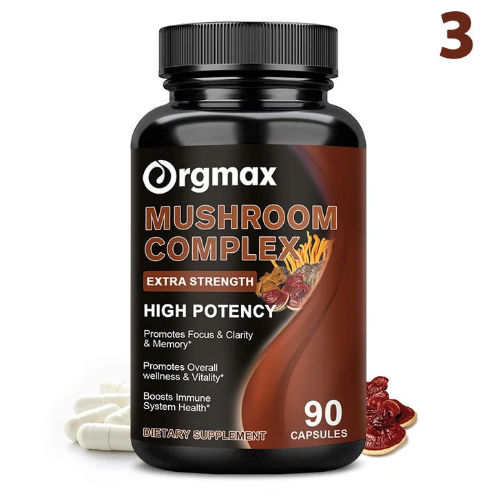 10 Mushrooms Blend Supplement - Lions Mane, Cordyceps,Turkey Tail -Natural Stress & Mood Support Brain, Memory & Focus, Immune