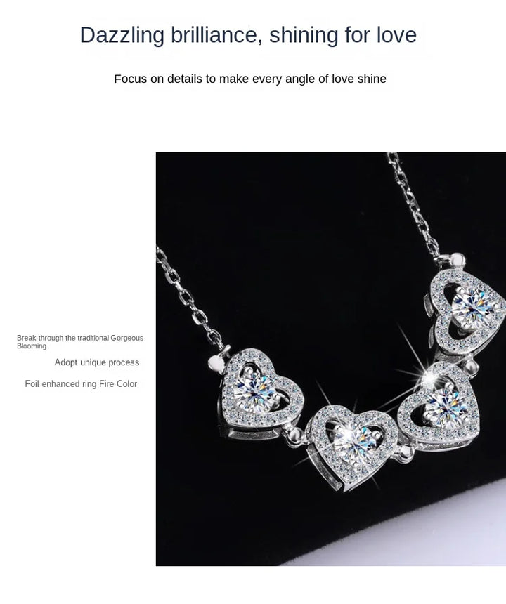 Sterling silver S925 four-leaf clover necklace for women Light Luxe Mosan diamond clavicle chain flower-shaped pendant for women