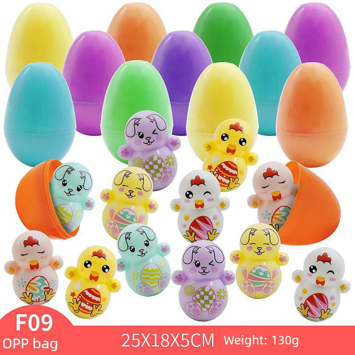 Children's Day Easter Egg Kids Building Blocks Blind Box Cartoon Rabbit Decompression Color Film Puzzle Egg Engineering Car Toys