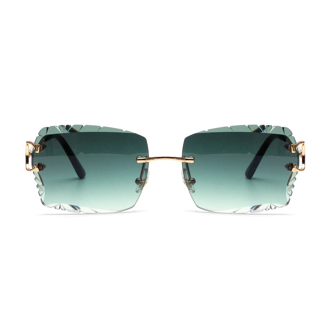 Ruiao Luxury high quality rimless diamond cut nylon lens UV400 Sunglasses fashion square metal legs glasses for men women