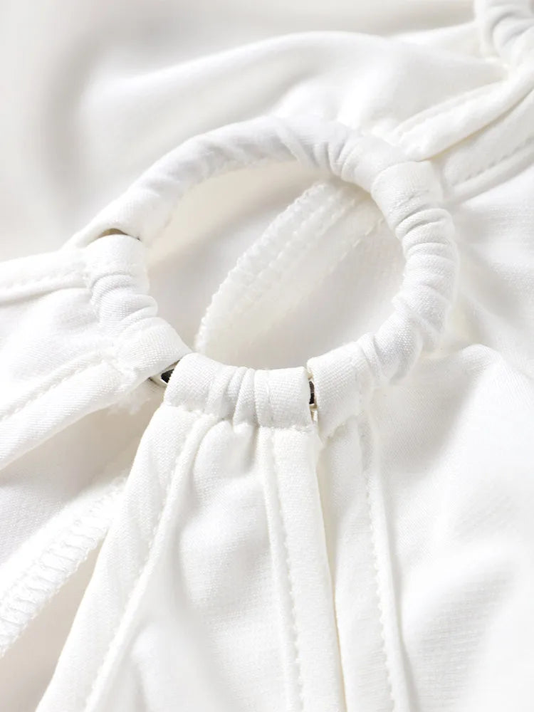 Hollow Out Sleeveless Dress Women Sexy Temperament Waist Cinching Slimming Elastic Summer Round Neck Hip Hugging Short Dress