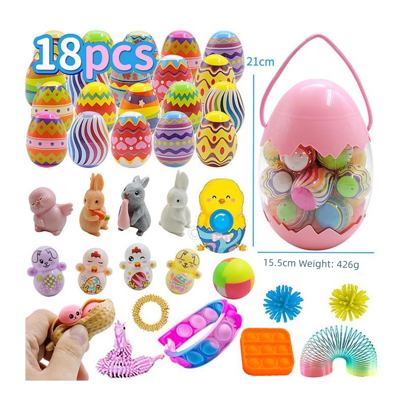 Children's Day Easter Egg Kids Building Blocks Blind Box Cartoon Rabbit Decompression Color Film Puzzle Egg Engineering Car Toys