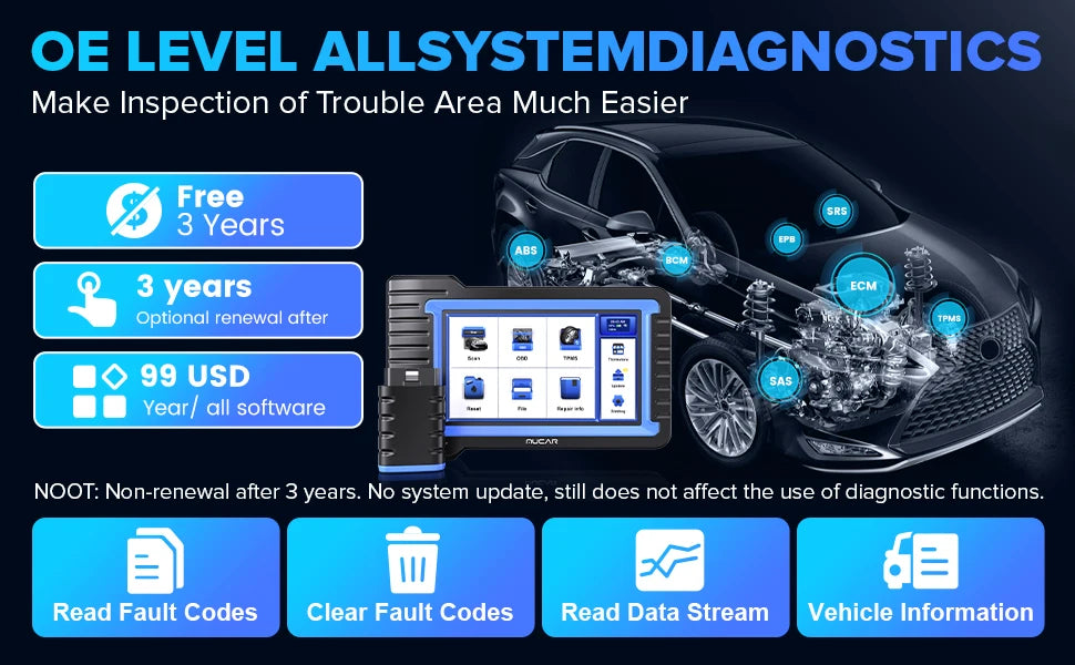 MUCAR VO7S CANFD Professional Scan Tool Bi-Directional Control ECU Coding Auto Car Diagnostic Tool Full System OBD2 Scanner