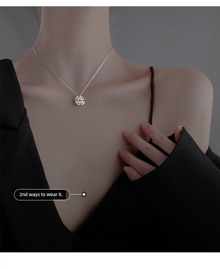 Four-Leaf Clover Genuine Love Necklace Women's Sterling Silver 999