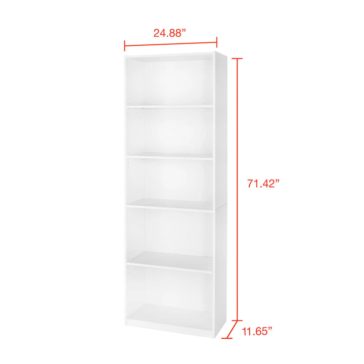 5-Shelf Dresser Bookcase White