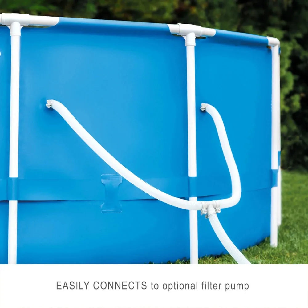 Round Metal Frame Above Ground Swimming Pool, Blue