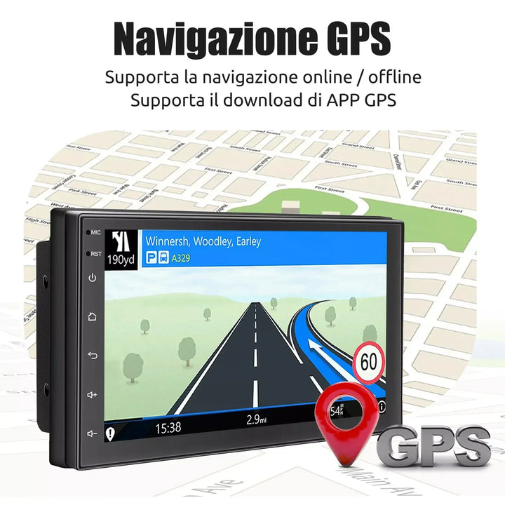 ESSGOO Car Stereo Radio Wireless CarPlay Android Auto 2 DIN 7" Car Stereo HD FM-Radio GPS Touch Screen Head Unit 4+64G DAB+AHD